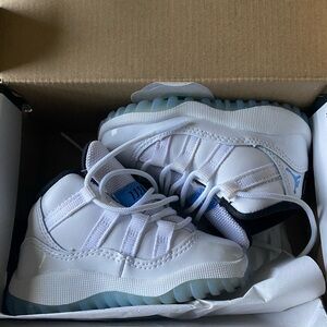 Jordan Kids White and Light Blue Sneakers